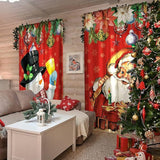 2 Pcs Christmas Curtains for Living Room Snowman Santa Claus