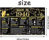 DARUNAXY 80th Birthday Black Gold Party Decoration, Back in 1946