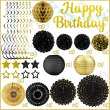 Black Gold Birthday Party-Decorations - 29pcs Black Gold Party
