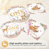 96Pcs Pink Deer Girl 1st Birthday Party Supplies Isn't She