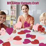 Valentine's Day Glitter Heart Cutouts 100Pcs Valentine Red Purple