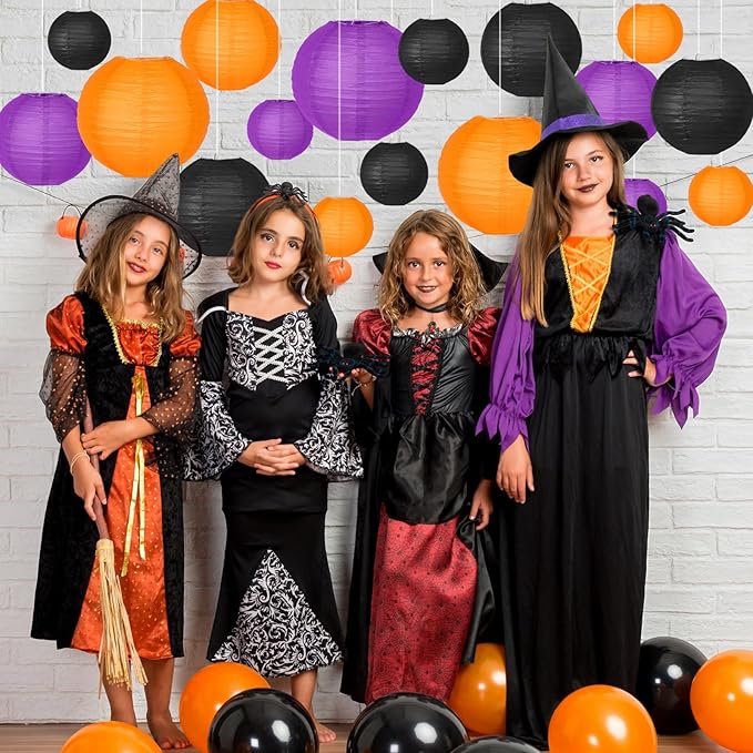 Halloween Party Decorations Orange Black Purple Hanging Paper