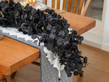 6FT Black Halloween Garland with 10 Black Rose and Berries