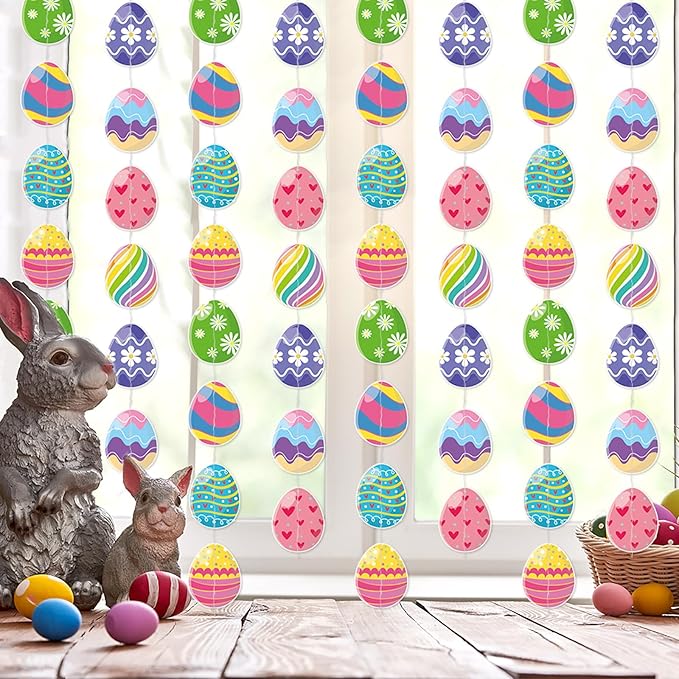 Easter Egg Party Decoration Garland 8pcs Pastel Rainbow Spring