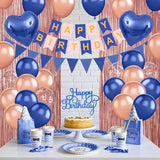 Navy Blue Rose Gold Birthday Decorations Happy Birthday Banner