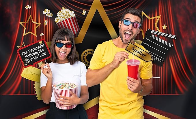 Movie Night Party Decoration Kit Includes Photography Backdrop & 10
