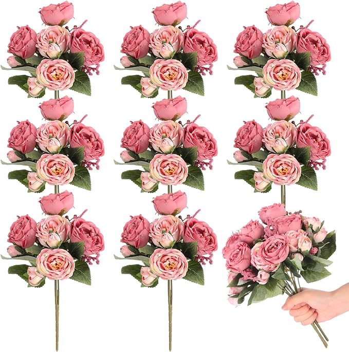 8 Bundles Artificial Peonies Flowers Boho Faux Flowers Arrangements #1