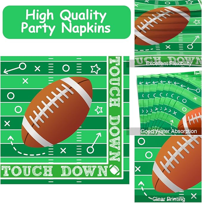 100 Pcs Football Party Plates and Napkins Set Football Birthday