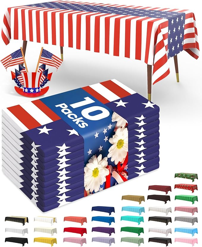 Pureegg 4th of July USA 250th Anniversary Plastic Tablecloth
