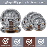 96PCS Medieval Plates Napkin Halloween Castle Party Decorations