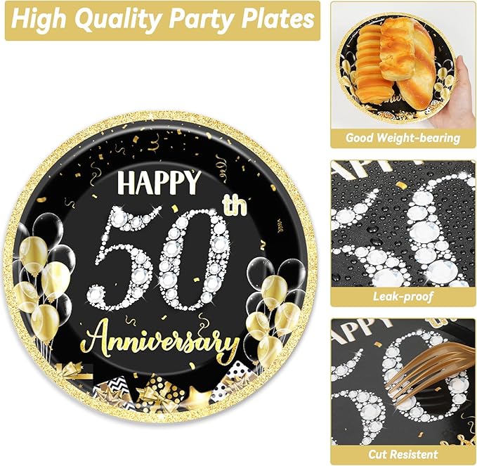 50 Guests 50th Anniversary Plates Napkins Party Supplies Employee