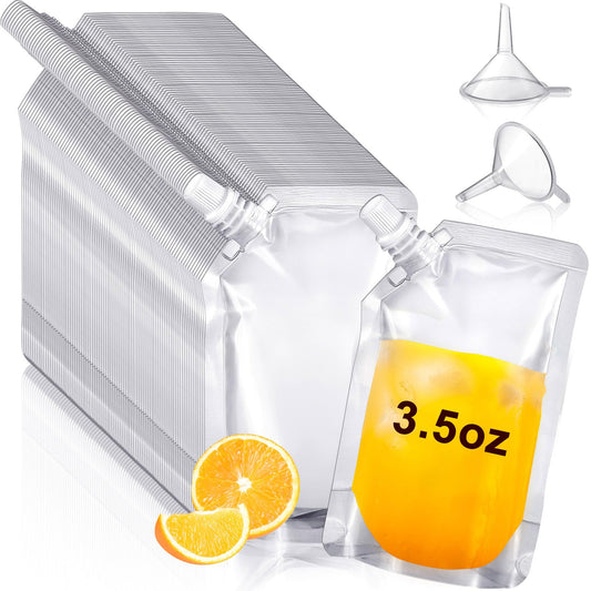 Meanplan 200 Pcs Reusable Plastic Pouches Bulk Squeeze Plastic Juice