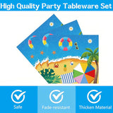 96 Pcs Summer Beach Plates and Napkins Beach Theme Decorations