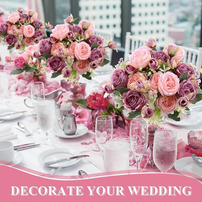 8 Bundles Artificial Peonies Flowers Boho Faux Flowers Arrangements #3
