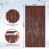 2PCS Coffee Foil Fringe Backdrop Curtains, Brown Tinsel Streamers