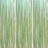 Voircoloria 3 Pack 3.3 x 8.2 ft Sage Green Foil Fringe Backdrop