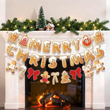 Merry Christmas Banner Gingerbread Christmas Hanging Decoration 3PCS