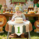 Wild One 1st Highchair Banner Wood Bead Tassel Garland Lion Crown