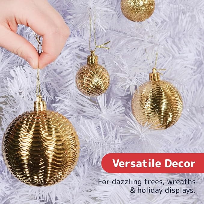 Prextex 36pc Shatterproof Christmas Ornaments Set - Gold Christmas