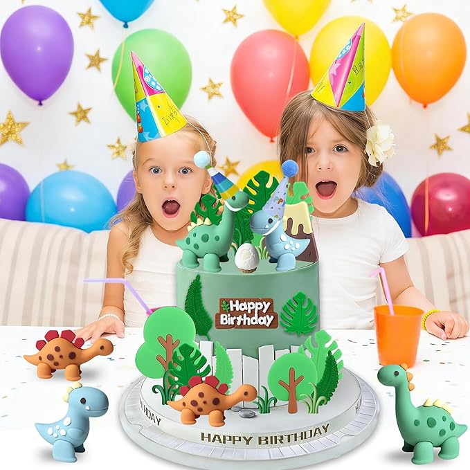 Simpfo 27 PCS Dinosaur Cake Topper Birthday Decorations Set with