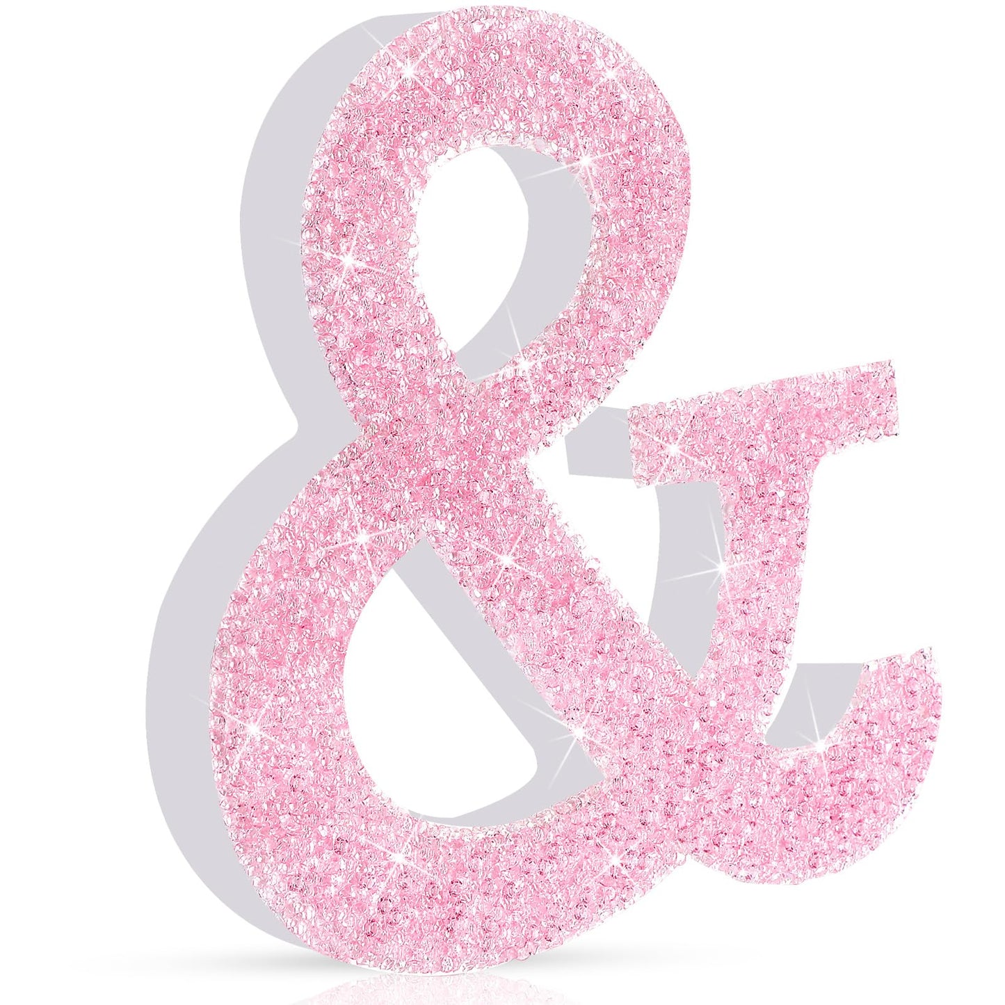 Qunclay Pink Crystal Diamond Letter Wall Decor, Glitter Wooden Bling