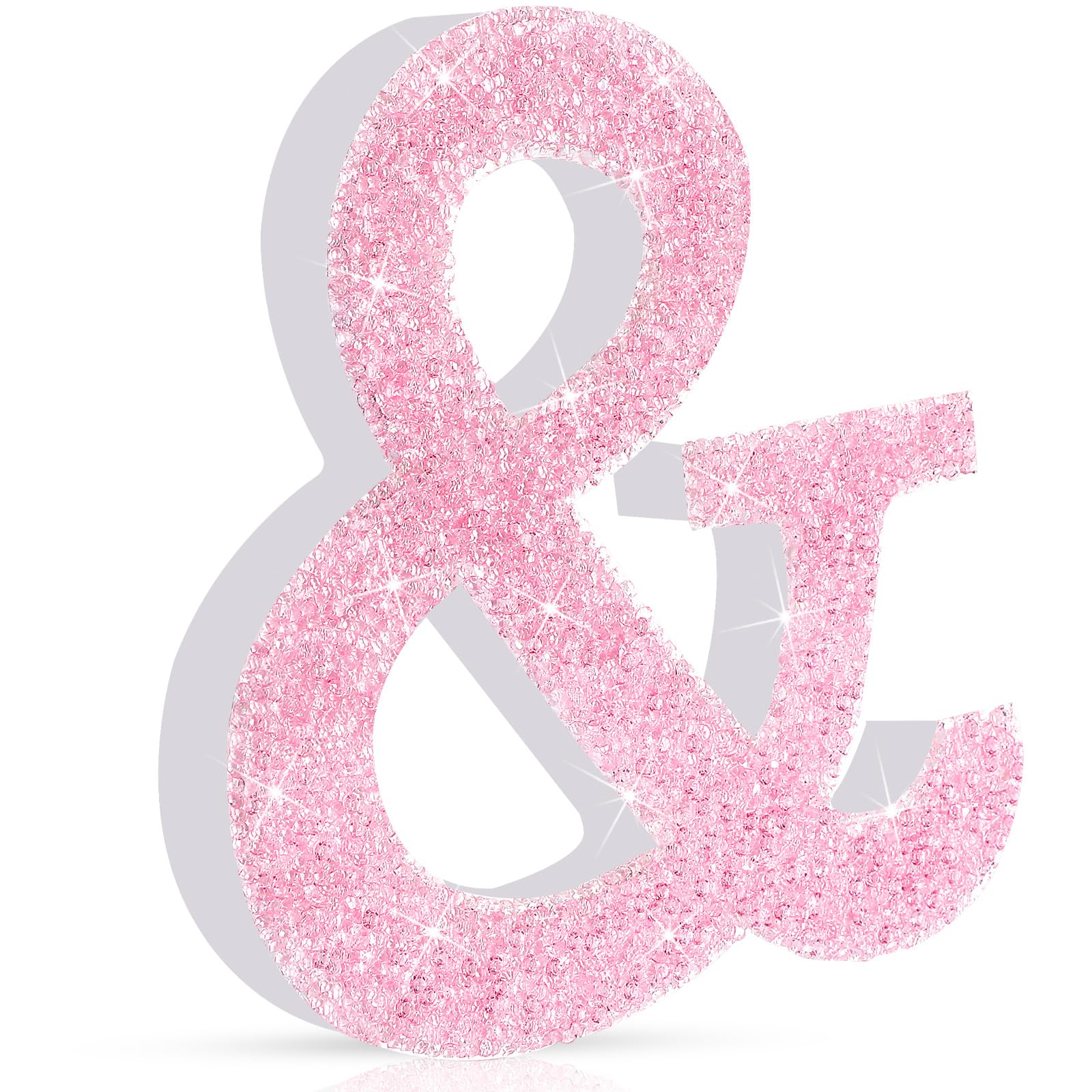 Qunclay Pink Crystal Diamond Letter Wall Decor, Glitter Wooden Bling