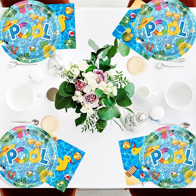100Pcs Pool Party Supplies Summer Beach Party Set 7"Summer Pool