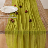 Keketoarrange 6pcs Moss Green Cheesecloth Table Runner Gauze 120 Inch