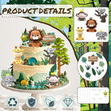 22PCS Safari Animal Cake Toppers & Wild One Birthday Decorations