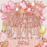 Ouddy Life Rose Gold Birthday Decorations for Women Girls Happy
