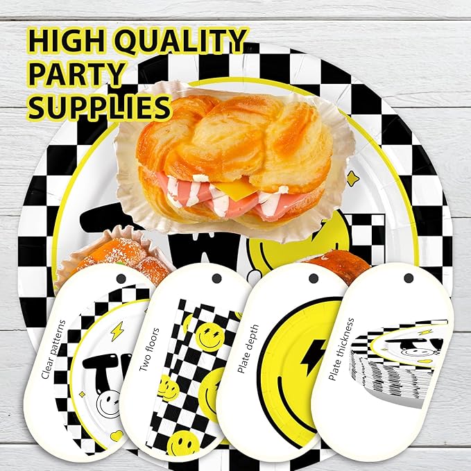 96 Pcs Two Cool Dude Birthday Party Decorations 350 GSM 2nd Birthday