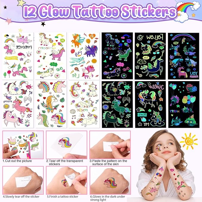 12 Sets Unicorn Party Favors Birthday Supplies for Girls Drawstring