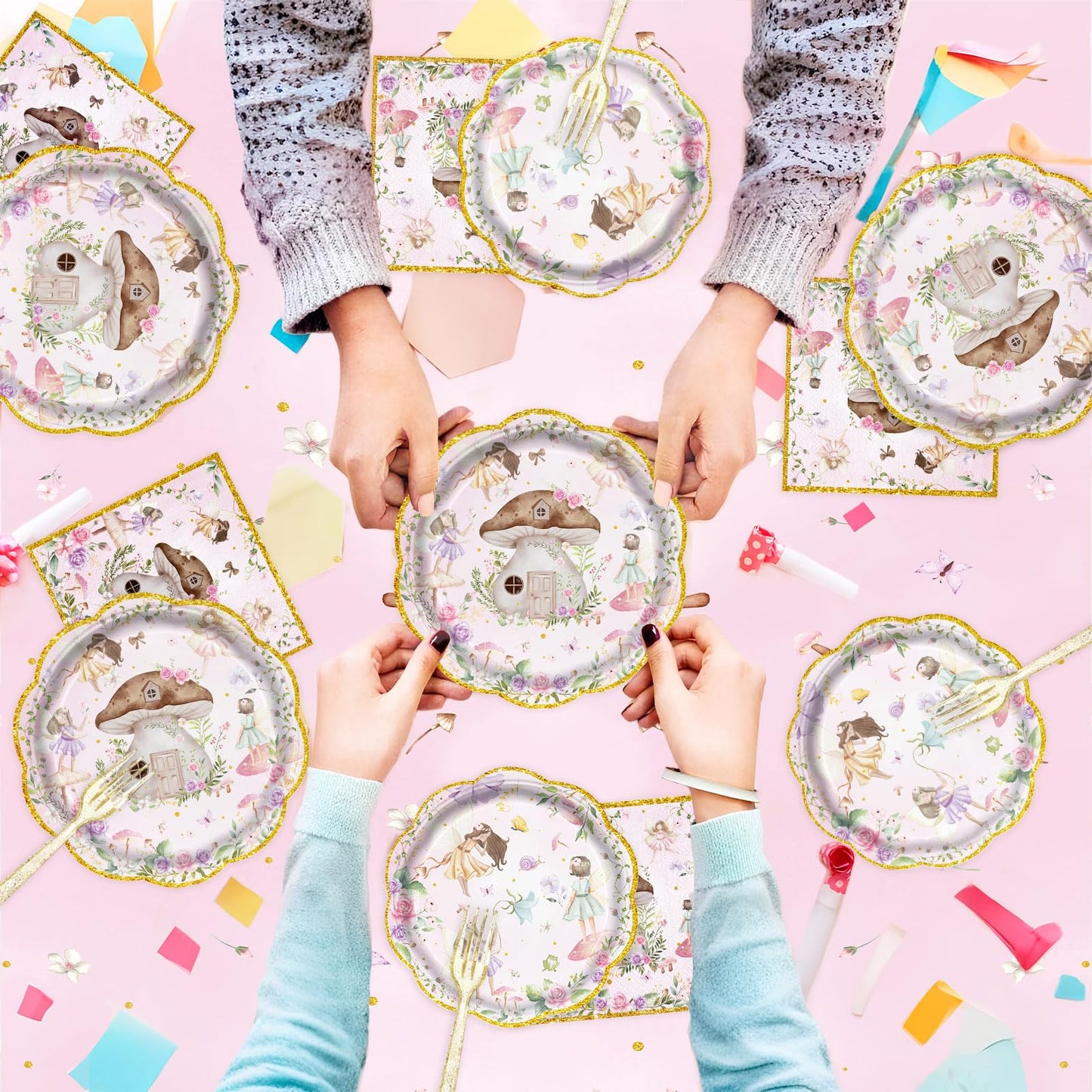 81Pcs Fairy Party Decorations for Girls 1st 2nd Birthday Garden Flower
