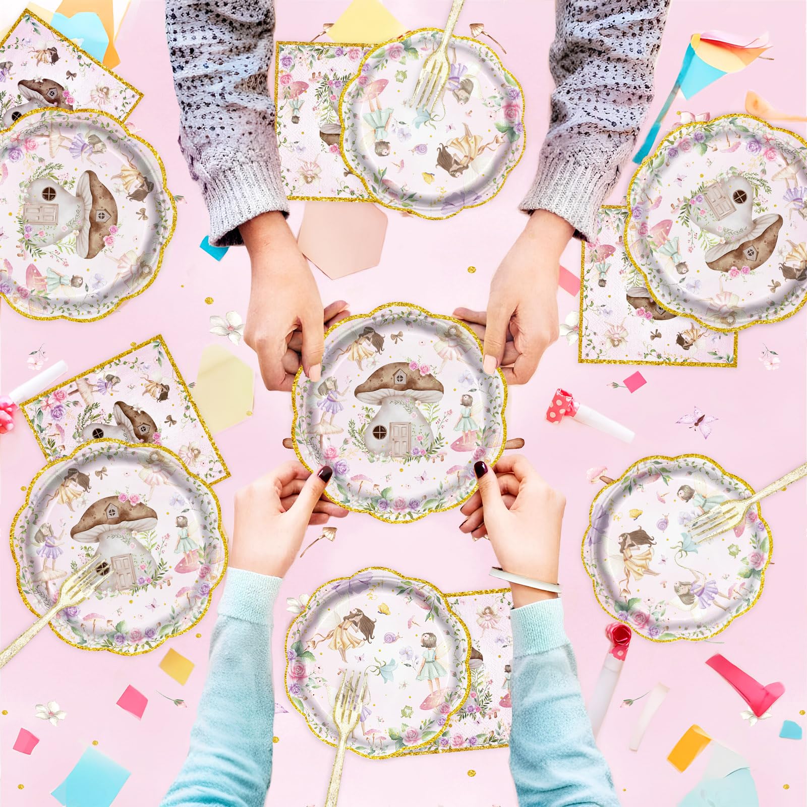 81Pcs Fairy Party Decorations for Girls 1st 2nd Birthday Garden Flower