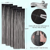 Voircoloria 4 Pack Black Foil Fringe Backdrop Curtains, Tinsel