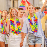 Arrowom Pride Accessories, 24pcs LGBTQ Floral Leis Decorations Bulk,