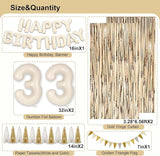 33rd Birthday Decorations for Women, White and Gold 33 Boho Birthday
