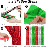 2 Pack Christmas Backdrop, 3.28 FT x 7.05 FT Red Silver Green Party