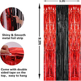 PIGETALE, 2 Pack 3.2x8.2 Feet Black and Red Foil Fringe Curtains