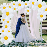 EUVBOKW 21PCS Daisy Balloons,White Foil Flower Balloons Set for Groovy