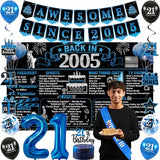 21st Birthday Decorations for Him Black Blue Back in 2005 Birthday