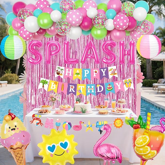 Summer Pool Beach Party Decorations, Splash Birthday Bash Party Suppli