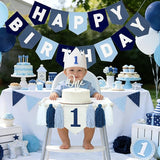 Felt Navy Blue Happy Birthday High Chair Banner Pre-Strung Birthday