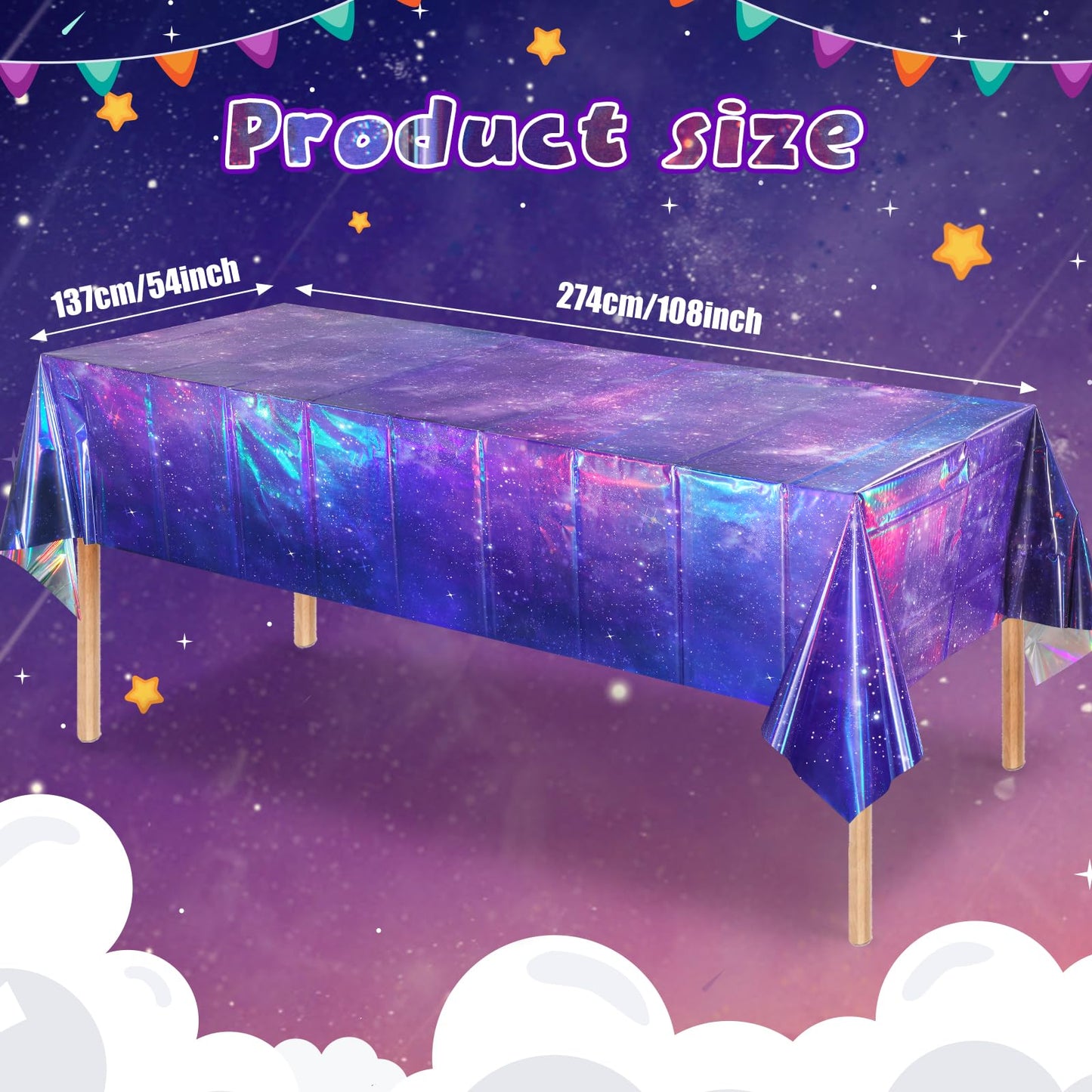 YIDAKO 6Pcs Iridescent Space Tablecloths, Disposable Plastic Purple