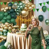 147pcs Green Balloon Garland Arch Kit, Dark Emerald Green and Gold