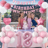 18th Birthday Decorations for Girls Pink Number 18 Balloon Bow