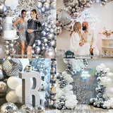 KARLURE White Silver Balloon Arch Kit Garland with Grey Clear