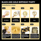 Black and Gold Birthday Party Decorations for Men Women Includes