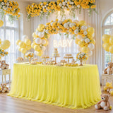 Yellow Tulle Tablecloth for 6 Foot Rectangular Tables 6ft Yellow
