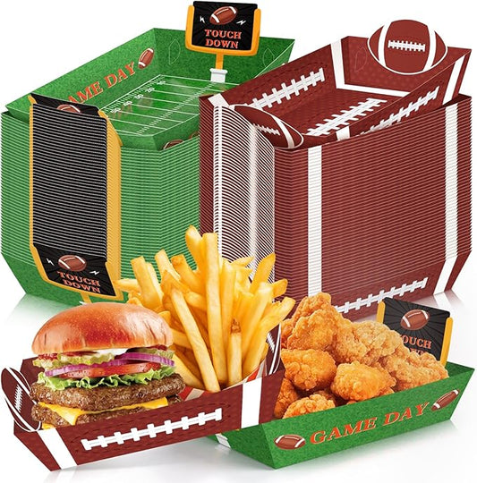 100Pcs Football Party Supplies 5lb Food Plates Paper Trays #2